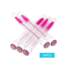 Load image into Gallery viewer, 50pcs Disposable Test Tube Crystal Stem Eyelash Brush Replaceable Dust-proof Sparkling Diamond Makeup Eyelash Mascara Brush