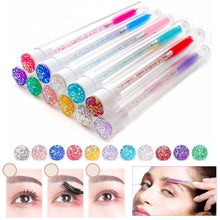 Load image into Gallery viewer, 50pcs Disposable Test Tube Crystal Stem Eyelash Brush Replaceable Dust-proof Sparkling Diamond Makeup Eyelash Mascara Brush