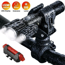 Load image into Gallery viewer, 1PC 3LED Bicycle Headlights T6 Aluminum Alloy Strong Light Highlighting Airplane Shaped Lights Outdoor Night Riding Set
