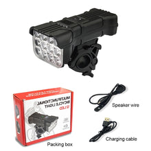 Load image into Gallery viewer, 12 LED Bicycle Horn Headlight With Digital Display USB Charging Outdoor Night Riding Fishing Safety Warning Light