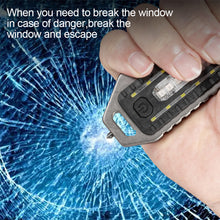 Load image into Gallery viewer, Multifunctional Keychain Light Outdoor Emergency Survival Whistle Bottle Opener Broken Window Hammer Night Riding Red And Blue Warning Light Portable Flashlight