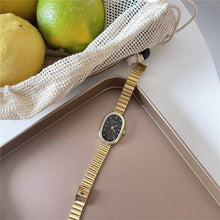 Load image into Gallery viewer, Oval Dial With Bamboo Strap Women Quartz Watch Stainless Steel Material Wristwatch Luxury Design Girl Student Gift