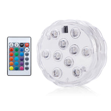 Load image into Gallery viewer, 10 LEDs RGB Underwater Lamp Submersible Light Remote Control Garden Swimming Pool Light Aquarium Vase Bowl Wedding Party Decor