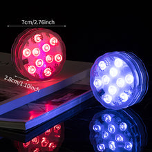 Load image into Gallery viewer, 10 LEDs RGB Underwater Lamp Submersible Light Remote Control Garden Swimming Pool Light Aquarium Vase Bowl Wedding Party Decor