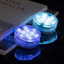 Load image into Gallery viewer, 10 LEDs RGB Underwater Lamp Submersible Light Remote Control Garden Swimming Pool Light Aquarium Vase Bowl Wedding Party Decor