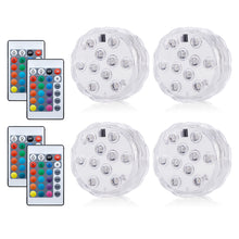 Load image into Gallery viewer, 10 LEDs RGB Underwater Lamp Submersible Light Remote Control Garden Swimming Pool Light Aquarium Vase Bowl Wedding Party Decor