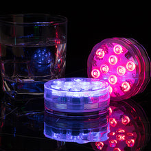 Load image into Gallery viewer, 10 LEDs RGB Underwater Lamp Submersible Light Remote Control Garden Swimming Pool Light Aquarium Vase Bowl Wedding Party Decor