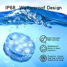 Load image into Gallery viewer, 10 LEDs RGB Underwater Lamp Submersible Light Remote Control Garden Swimming Pool Light Aquarium Vase Bowl Wedding Party Decor