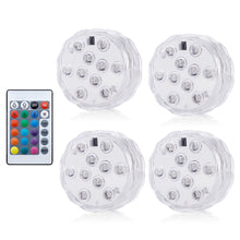 Load image into Gallery viewer, 10 LEDs RGB Underwater Lamp Submersible Light Remote Control Garden Swimming Pool Light Aquarium Vase Bowl Wedding Party Decor