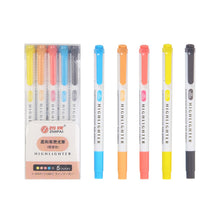 Load image into Gallery viewer, 5 Colors/box Double Headed Highlighter Pen Set Fluorescent Drawing Markers Highlighters Pens Art Japanese Cute Pastel Stationery