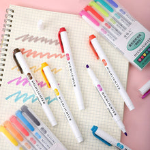 Load image into Gallery viewer, 5 Colors/box Double Headed Highlighter Pen Set Fluorescent Drawing Markers Highlighters Pens Art Japanese Cute Pastel Stationery