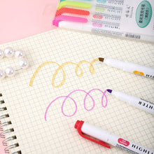 Load image into Gallery viewer, 5 Colors/box Double Headed Highlighter Pen Set Fluorescent Drawing Markers Highlighters Pens Art Japanese Cute Pastel Stationery