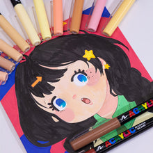 Load image into Gallery viewer, 12 Colors Skin Tone Markers Pens Nylon Soft Head Acrylic Markers Waterproof Pen Soft Brush Nib Skin Color Figure Painting School