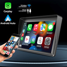 Load image into Gallery viewer, 7inch Portable Car Wireless Carplay Wireless Android Auto Car Radio Multimedia Video Player Touch Screen With Sun Visor