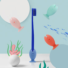 Load image into Gallery viewer, Portable Mini Cute Standing Tooth Brush Cover Travel Toothbrush Stand Head Cover Cute Fish Shape Silicone Suction Cup Toothbrush Shelf
