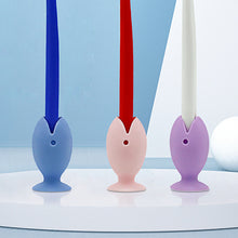 Load image into Gallery viewer, Portable Mini Cute Standing Tooth Brush Cover Travel Toothbrush Stand Head Cover Cute Fish Shape Silicone Suction Cup Toothbrush Shelf
