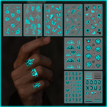 Load image into Gallery viewer, Blue Luminous Finger Element Tattoo Stickers for Valentine's Day Love Couples Music Festival Party Tattoo Stickers