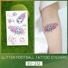 Load image into Gallery viewer, Sparkling Pink Football Goal Tattoo Sticker Children's Cartoon Cute Summer Waterproof Colored Tattoo Sticker
