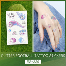 Load image into Gallery viewer, Sparkling Pink Football Goal Tattoo Sticker Children's Cartoon Cute Summer Waterproof Colored Tattoo Sticker