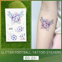Load image into Gallery viewer, Sparkling Pink Football Goal Tattoo Sticker Children's Cartoon Cute Summer Waterproof Colored Tattoo Sticker