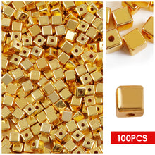 Load image into Gallery viewer, 100pcs/bag Gold Silver Color Beads 4mm 6mm CCB Square Star Heart Star Spacer Loose Beads for Love Jewelry Making Bracelets DIY Supplies