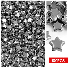 Load image into Gallery viewer, 100pcs/bag Gold Silver Color Beads 4mm 6mm CCB Square Star Heart Star Spacer Loose Beads for Love Jewelry Making Bracelets DIY Supplies