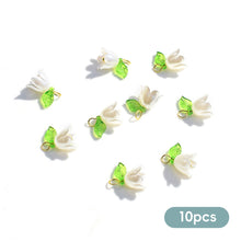 Load image into Gallery viewer, 10pcs Lily of the Valley Flower Hand Beaded Earring Pendant DIY Charms Bracelet Necklace Loose Beads Jewelry Making Accessories