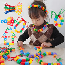 Load image into Gallery viewer, Beaded Toys DIY Handmade Puzzle Beads Building Blocks Early Education Geometry Shapes Bracelet Toy