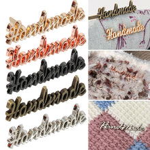 Load image into Gallery viewer, 10pcs Metal Handmade Label Rectangle Zinc Alloy Hand Made Letters Label DIY Bag Hat Crochet Clothes Sewing Accessories