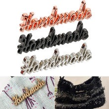 Load image into Gallery viewer, 10pcs Metal Handmade Label Rectangle Zinc Alloy Hand Made Letters Label DIY Bag Hat Crochet Clothes Sewing Accessories