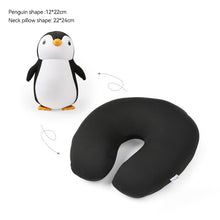 Load image into Gallery viewer, 2 in 1 Deformable U-shape Travel Pillows Adult/Kids Penguins Cat Animal Shape Traveling Cushion Plush Toy Neck Pillow