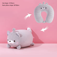 Load image into Gallery viewer, 2 in 1 Deformable U-shape Travel Pillows Adult/Kids Penguins Cat Animal Shape Traveling Cushion Plush Toy Neck Pillow