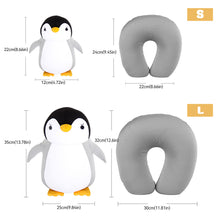 Load image into Gallery viewer, 2 in 1 Deformable U-shape Travel Pillows Adult/Kids Penguins Cat Animal Shape Traveling Cushion Plush Toy Neck Pillow