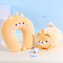 Load image into Gallery viewer, 2 in 1 Deformable U-shape Travel Pillows Adult/Kids Penguins Cat Animal Shape Traveling Cushion Plush Toy Neck Pillow