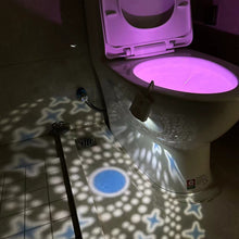 Load image into Gallery viewer, USB Chargeable Toilet Light with Star Projector Toilet Seat Night Light Smart Motion Sensor 16 Colors Toilet Bowl Seat LED Night Light