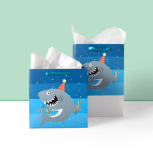 Load image into Gallery viewer, 1pc Kids Birthday Gifts Bag Cartoon Shark Blue Birthday Toys Paper Bag with Handle Widen Thicken Bag Birthday Party Decor Shower Party Gift Bag
