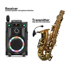 Load image into Gallery viewer, UHF Wireless Saxophone Microphone System Clips over Instrument Receiver Transmitter Trumpet Trombone French Horn