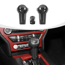 Load image into Gallery viewer, 3Pcs/Set Car Interior Gear Shift Knob Head Decorative Trim Cover Red Black Carbon Fiber For Ford Mustang 2015 - 2019