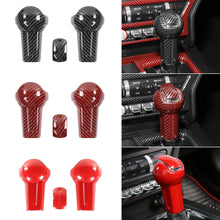 Load image into Gallery viewer, 3Pcs/Set Car Interior Gear Shift Knob Head Decorative Trim Cover Red Black Carbon Fiber For Ford Mustang 2015 - 2019
