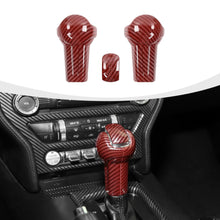 Load image into Gallery viewer, 3Pcs/Set Car Interior Gear Shift Knob Head Decorative Trim Cover Red Black Carbon Fiber For Ford Mustang 2015 - 2019