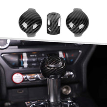 Load image into Gallery viewer, 3Pcs/Set Car Interior Gear Shift Knob Head Decorative Trim Cover Red Black Carbon Fiber For Ford Mustang 2015 - 2019