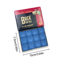 Load image into Gallery viewer, 12PCS/Box Billiard Cue Tip Chalk American Black 8 Pool Cue Tip Square Powder Billiard Supplies Accessories