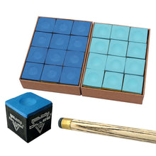 Load image into Gallery viewer, 12PCS/Box Billiard Cue Tip Chalk American Black 8 Pool Cue Tip Square Powder Billiard Supplies Accessories