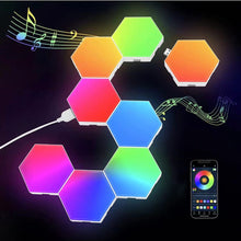 Load image into Gallery viewer, 6PCS Hexagonal Intelligent Sound Control Light Punch-Free Splicable RGB Magic Quantum Atmosphere Lights-Bluetooth /WIFI Version