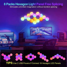 Load image into Gallery viewer, 6PCS Hexagonal Intelligent Sound Control Light Punch-Free Splicable RGB Magic Quantum Atmosphere Lights-Bluetooth /WIFI Version