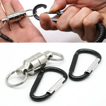 Load image into Gallery viewer, 1PC High-Intensity Magnet Suction Buckle With Spring Rope Fishing Gear Release Recaption Hook Mountaineering Camping Keychain Accessories