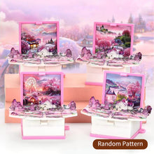Load image into Gallery viewer, Funny 3D Folding Book Keyring Birthday Gift Fold Book Keychain 3D Popup Dinosaur Castle Christmas Surprise Anxiety Stress Children Kids Toy