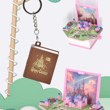 Load image into Gallery viewer, Funny 3D Folding Book Keyring Birthday Gift Fold Book Keychain 3D Popup Dinosaur Castle Christmas Surprise Anxiety Stress Children Kids Toy