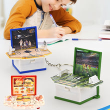 Load image into Gallery viewer, Funny 3D Folding Book Keyring Birthday Gift Fold Book Keychain 3D Popup Dinosaur Castle Christmas Surprise Anxiety Stress Children Kids Toy