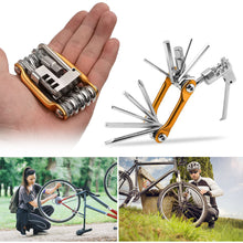 Load image into Gallery viewer, 11 in 1 Bicycle Repair Tool Kit Mountain Bike Wrench Screwdriver Chain Hex Spoke Multifunction Bicycle Repair Set Cycling Tool